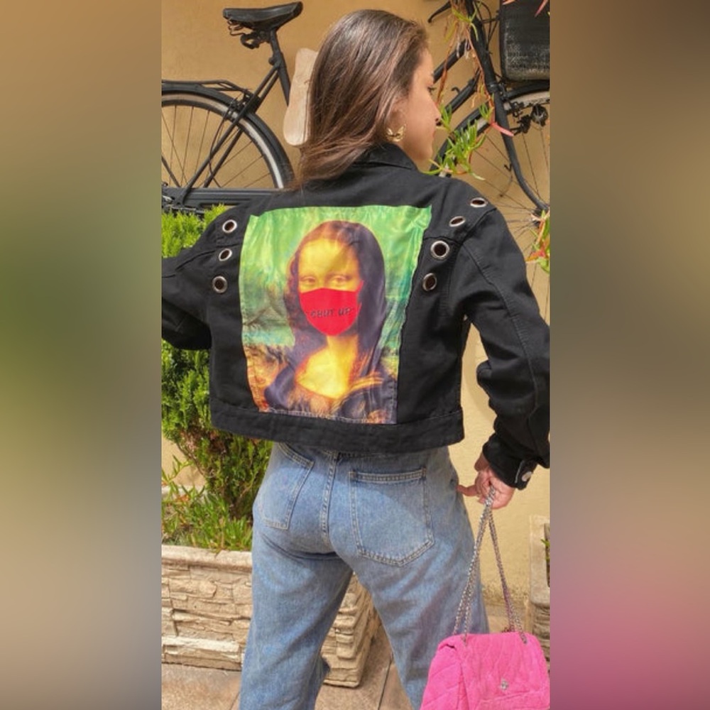 Denim Jacket with Graphic Text NWT by fashion nova - Picture 12 of 15